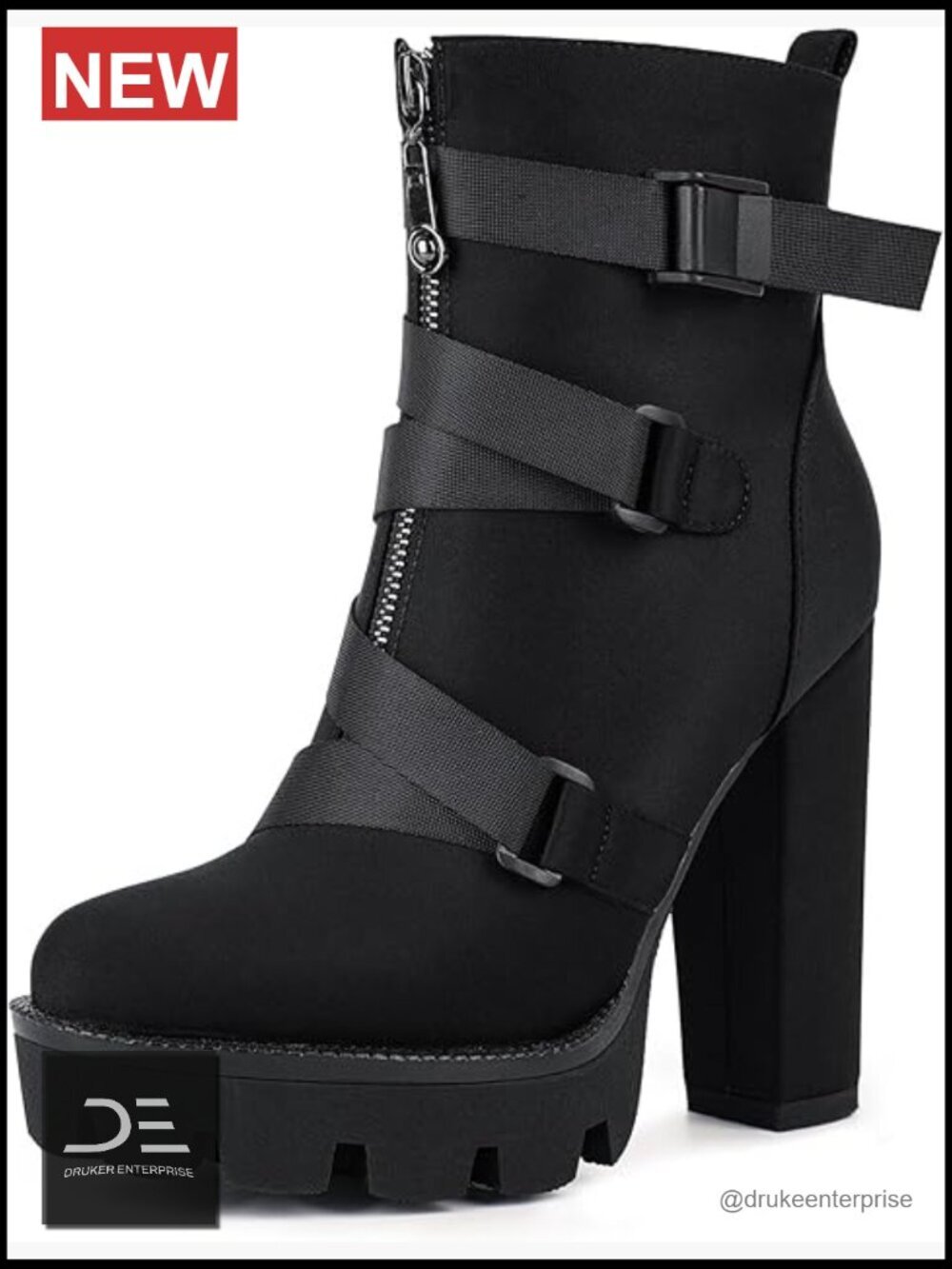 Wetkiss Platform Heeled Combat Boots Ankle Booties Chunky Heel Lace Up